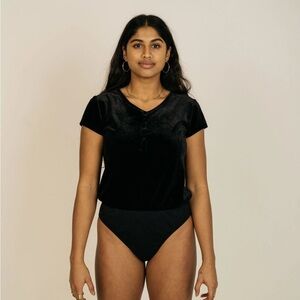 Jackson Rowe- Leo Henley Bodysuit- Black Velvet- Size Small